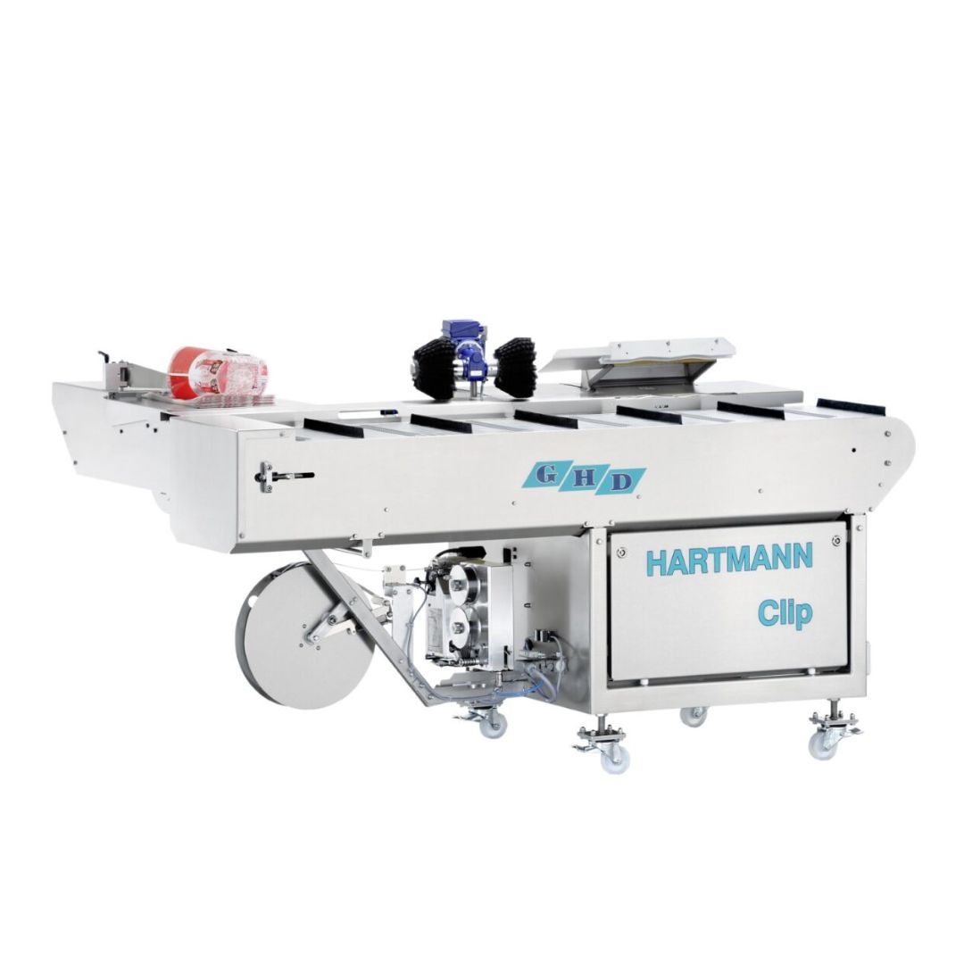 Poloautomatické closing and clipping machine
